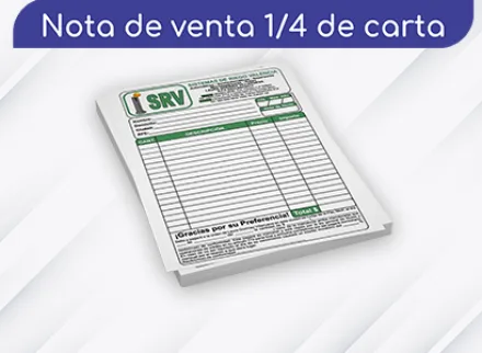 Notas de venta un cuarto de carta autocopiante