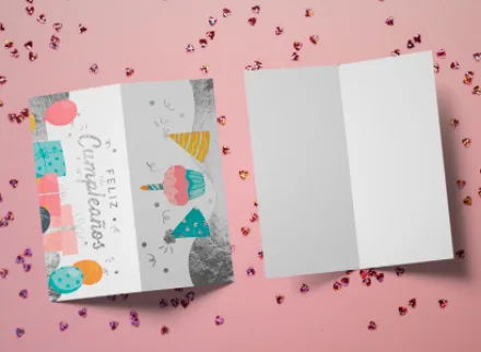 Tarjeta doble color y foil frente plata