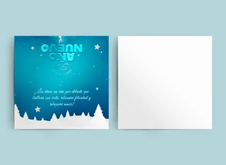 Tarjeta doble t doble color frente barniz UV brillante frente