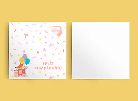Tarjeta doble t doble color frente laminado brillante frente y vuelta