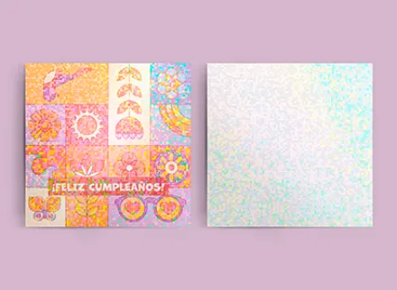 Tarjeta doble t doble color frente laminado pixel frente y vuelta