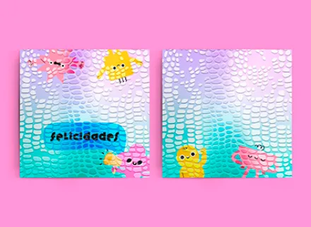 Tarjeta doble t doble color frente y vuelta barniz lagarto frente y vuelta