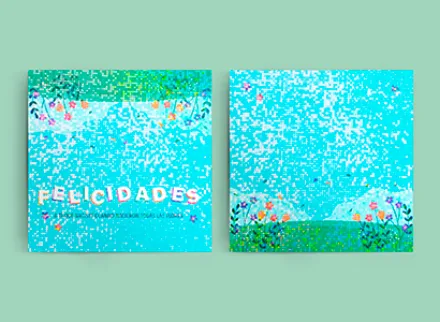 Tarjeta doble t doble color frente y vuelta laminado pixel frente y vuelta